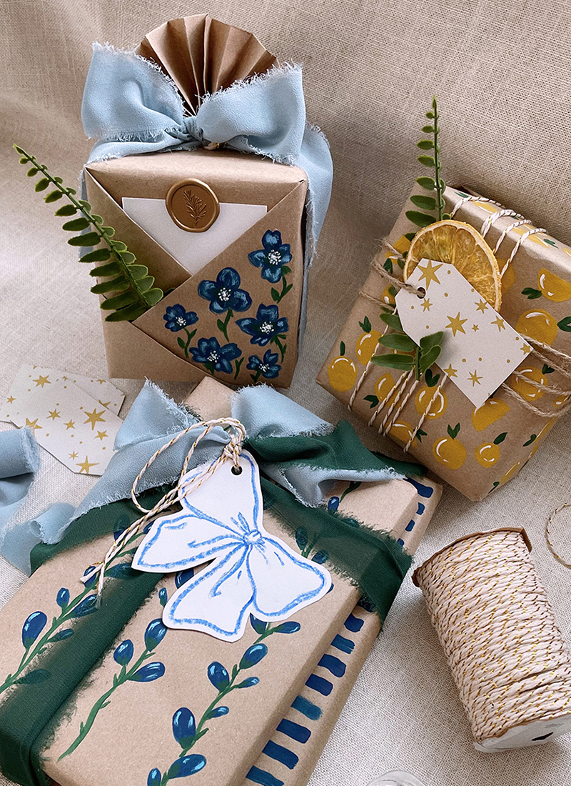 Make a Pretty Gift with White Ink and Kraft Paper - kraft&mint